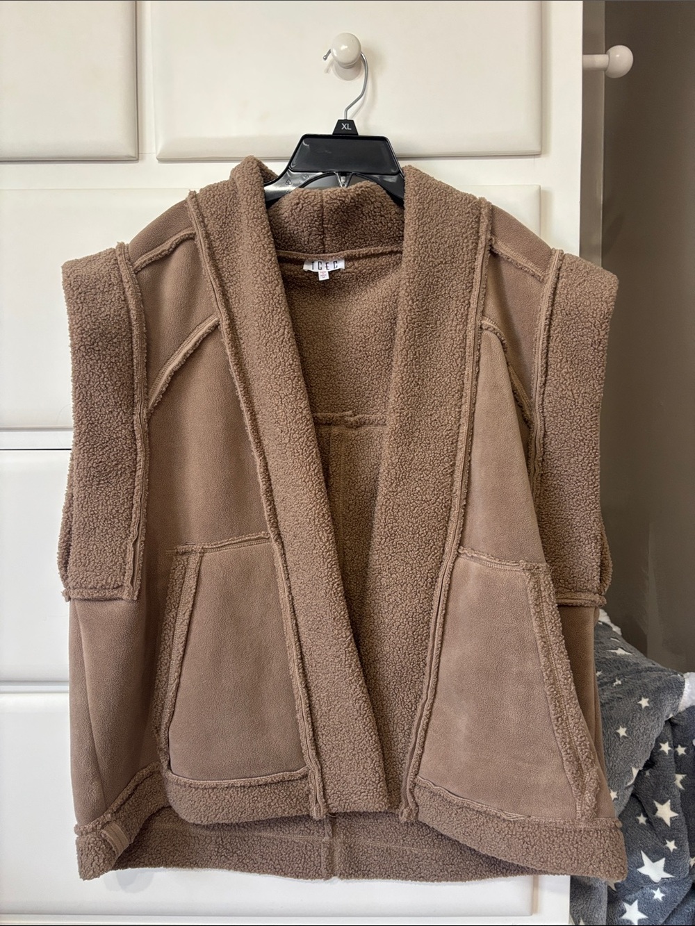 TCEC Brown Sherpa-Lined Suede Vest